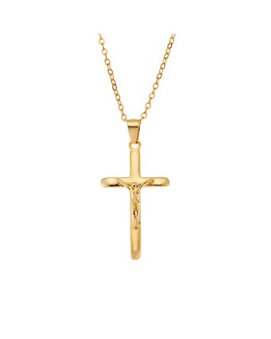 Μοτίφ Selena από επιχρυσωμένο ασήμι 925, σταυρός με τον Εσταυρωμένο SSR3358GD