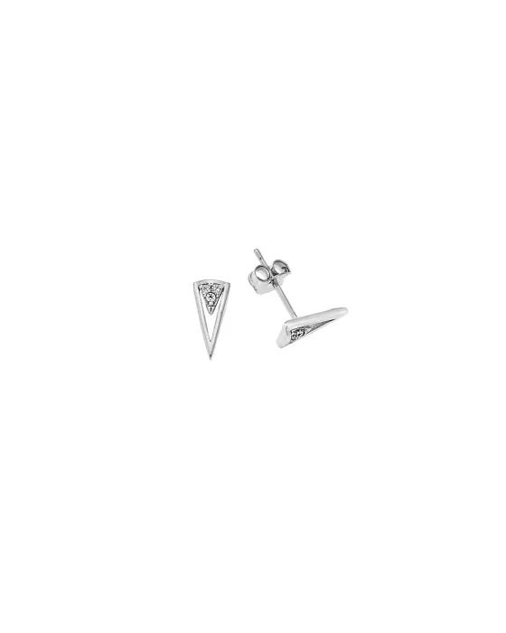 Selena earrings silver 925, triangle with white zircons SSR3599SR, Silver / Zircon, Silver