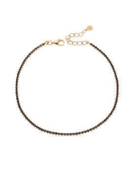 Βραχιόλι Selena από επιχρυσωμένο ασήμι 925, Ριβιέρα με μαύρα ζιργκόν SSR3672-2GBK