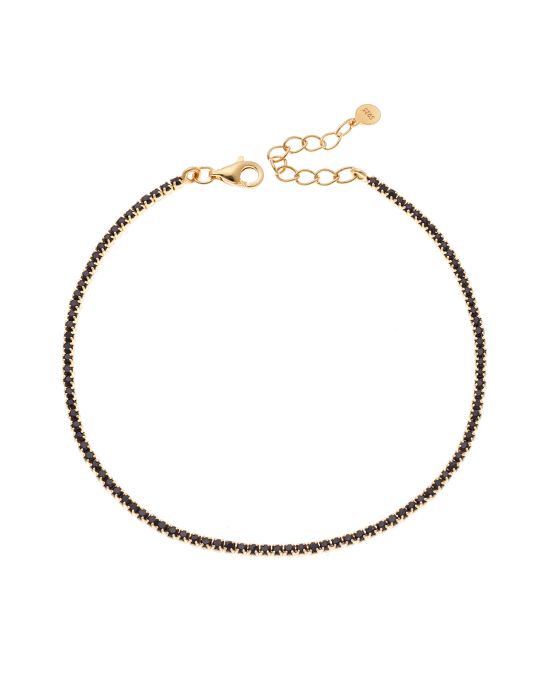 Βραχιόλι Selena από επιχρυσωμένο ασήμι 925, Ριβιέρα με μαύρα ζιργκόν SSR3672-2GBK