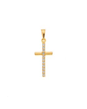 Μοτίφ Selena από Επιχρυσωμένο ασήμι 925, σταυρός με λευκά ζιργκόν SSR3693GD