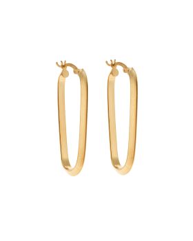 Σκουλαρίκια Γυναικεία Selena από επιχρυσωμένο ασήμι 925, κρίκος με μακρόστενο σχέδιο SSR3702GD