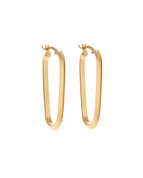 Σκουλαρίκια Γυναικεία Selena από επιχρυσωμένο ασήμι 925, κρίκος με μακρόστενο σχέδιο SSR3702GD