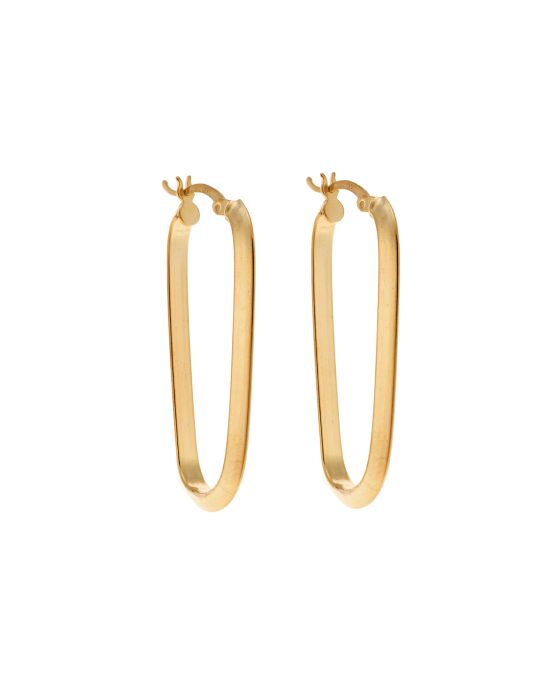 Σκουλαρίκια Γυναικεία Selena από επιχρυσωμένο ασήμι 925, κρίκος με μακρόστενο σχέδιο SSR3702GD