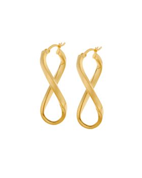 Σκουλαρίκια Γυναικεία Selena από επιχρυσωμένο ασήμι 925, κρίκος με μακρόστενο στριφογυριστό σχέδιο SSR3703GD
