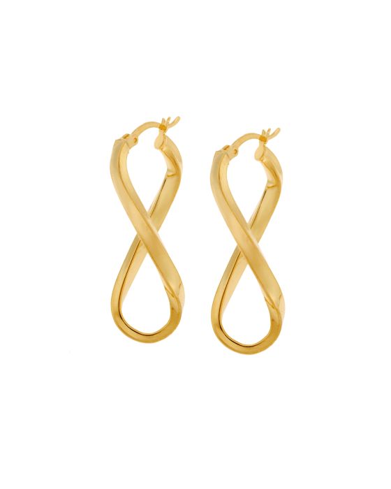 Σκουλαρίκια Γυναικεία Selena από επιχρυσωμένο ασήμι 925, κρίκος με μακρόστενο στριφογυριστό σχέδιο SSR3703GD