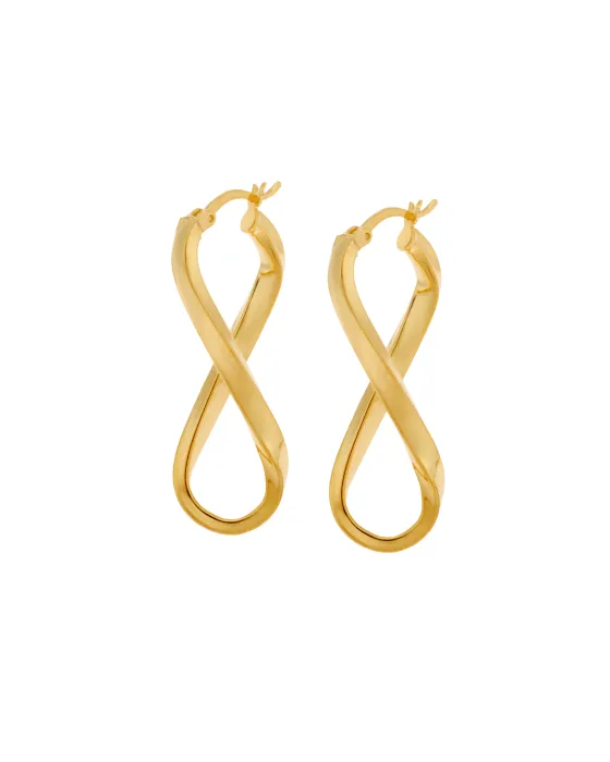 Women's Selena Earrings made of gold-plated 925 silver, hoop with long, twisted design SSR3703GD, Silver, Gold
