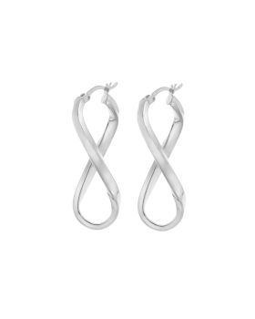 Σκουλαρίκια Γυναικεία Selena από ασήμι 925, κρίκος με μακρόστενο στριφογυριστό σχέδιο SSR3703SR