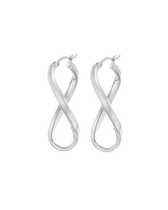 Σκουλαρίκια Γυναικεία Selena από ασήμι 925, κρίκος με μακρόστενο στριφογυριστό σχέδιο SSR3703SR