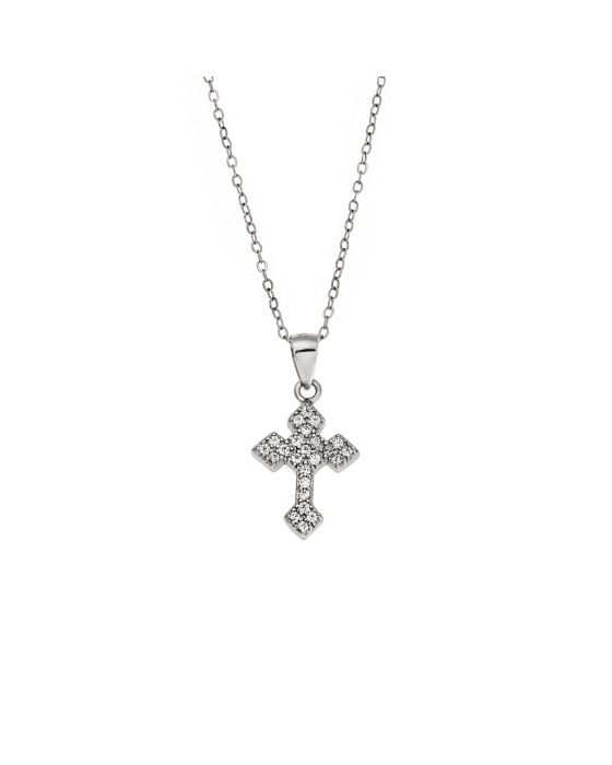 Μοτίφ Selena από ασήμι 925, Σταυρός με λευκά ζιργκόν SSR3848SR