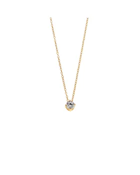 Μενταγιόν Selena από επιχρυσωμένο ασήμι 925, μονόπετρο με λευκό ζιργκόν SSR3897-1GD