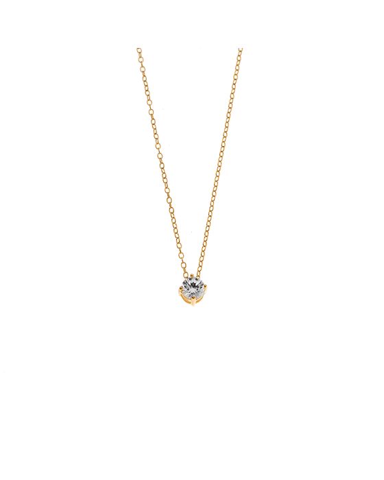 Μενταγιόν Selena από επιχρυσωμένο ασήμι 925, μονόπετρο με λευκό ζιργκόν SSR3897-1GD