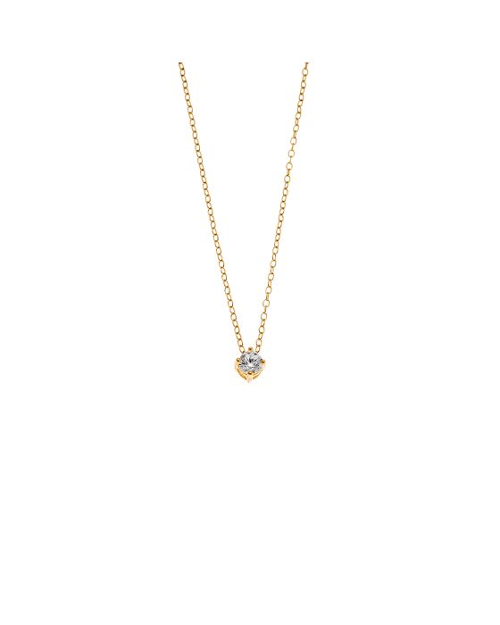 Μενταγιόν Selena από επιχρυσωμένο ασήμι 925, μονόπετρο με λευκό ζιργκόν SSR3897GD