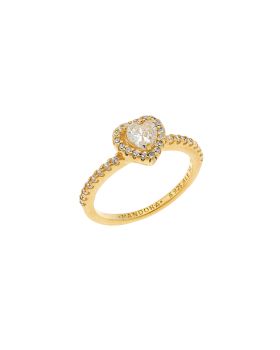 Δαχτυλίδι Selena από επιχρυσωμένο ασήμι 925, Καρδιά με λευκά ζιργκόν SSR3976GD