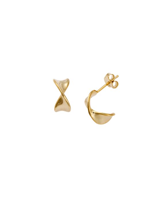 Σκουλαρίκια Selena από επιχρυσωμένο ασήμι 925, κρίκοι με στριφογυριστό σχέδιο SSR4244GD