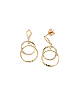 Σκουλαρίκια Selena από επιχρυσωμένο ασήμι 925, μπλεγμένοι κύκλοι με λευκά ζιργκόν SSR4248GD