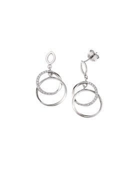 Σκουλαρίκια Selena από ασήμι 925, μπλεγμένοι κύκλοι με λευκά ζιργκόν SSR4248SR