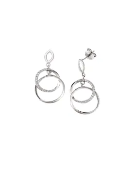 Σκουλαρίκια Selena από ασήμι 925, μπλεγμένοι κύκλοι με λευκά ζιργκόν SSR4248SR