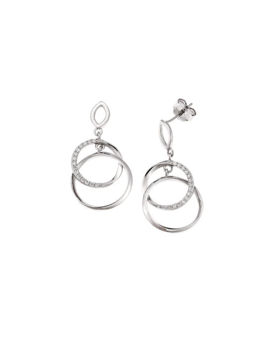Σκουλαρίκια Selena από ασήμι 925, μπλεγμένοι κύκλοι με λευκά ζιργκόν SSR4248SR