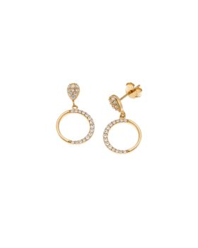 Σκουλαρίκια Selena από επιχρυσωμένο ασήμι 925, κύκλος με λευκά ζιργκόν SSR4249GD