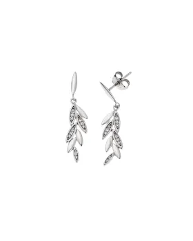 Σκουλαρίκια Selena από ασήμι 925, κλαδάκι με λευκά ζιργκόν SSR4252SR