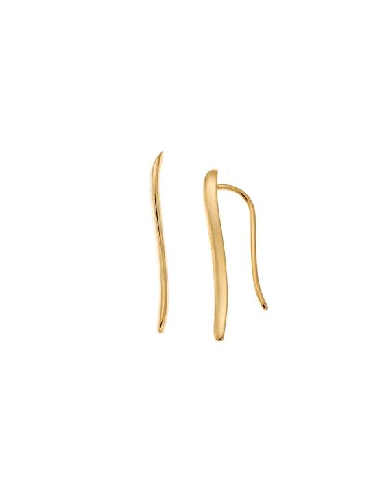 Σκουλαρίκια Selena από επιχρυσωμένο ασήμι 925, κυματιστή βέργα SSR4257GD