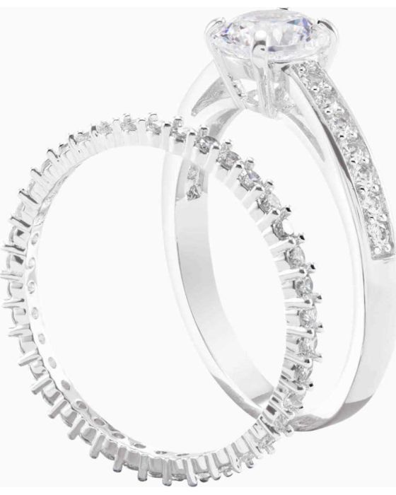 Σετ Δαχτυλίδια Swarovski Attract I DO Rhodium Shiny - 