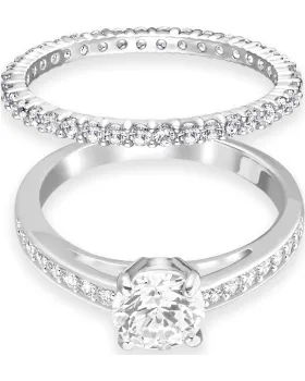 Σετ Δαχτυλίδια Swarovski Attract I DO Rhodium Shiny - 