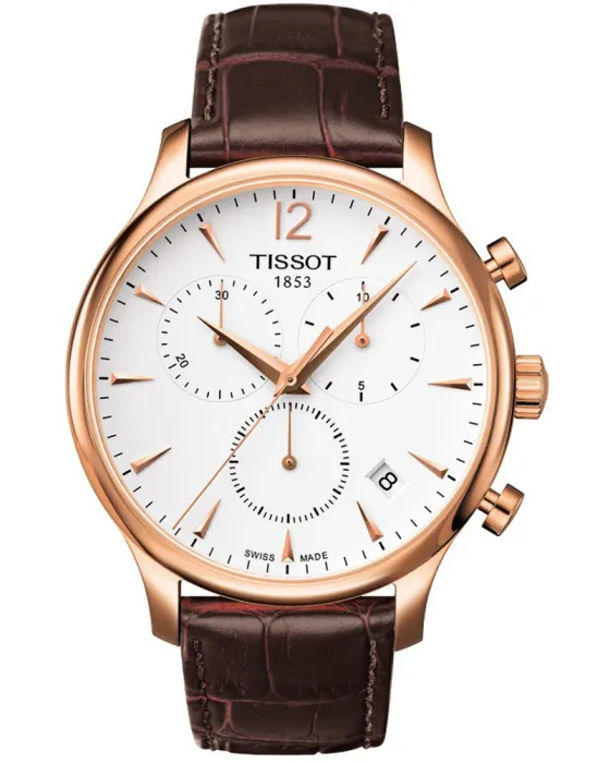 Ανδρικό ρολόι Tissot T-Classic Tradition Chronograph T0636173603700, Λευκό καντράν, Λουρί από Δερμάτινο