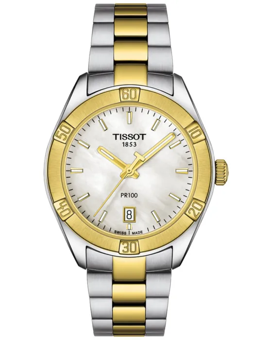Γυναικείο ρολόι Tissot PR100 Sport Chic T1019102211100, Ασημί καντράν, Μπρασελέ από Ανοξείδωτο ατσάλι
