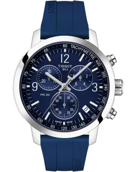 Ανδρικό ρολόι Tissot PRC 200 Chronograph T1144171704700, Μπλε καντράν, Λουρί από Καουτσούκ