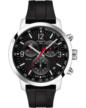 Ανδρικό ρολόι Tissot PRC 200 Chronograph T1144171705700, Μαύρο καντράν, Λουρί από Καουτσούκ