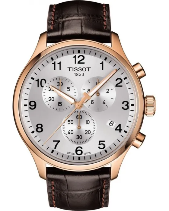 Ανδρικό ρολόι Tissot Classic XL Chronograph T1166173603700, Ασημί καντράν, Λουρί από Δερμάτινο