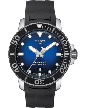 Ανδρικό ρολόι Tissot Seastar 1000 Powermatic 80 T1204071704100, Μαύρο / Μπλε καντράν, Λουρί από Καουτσούκ