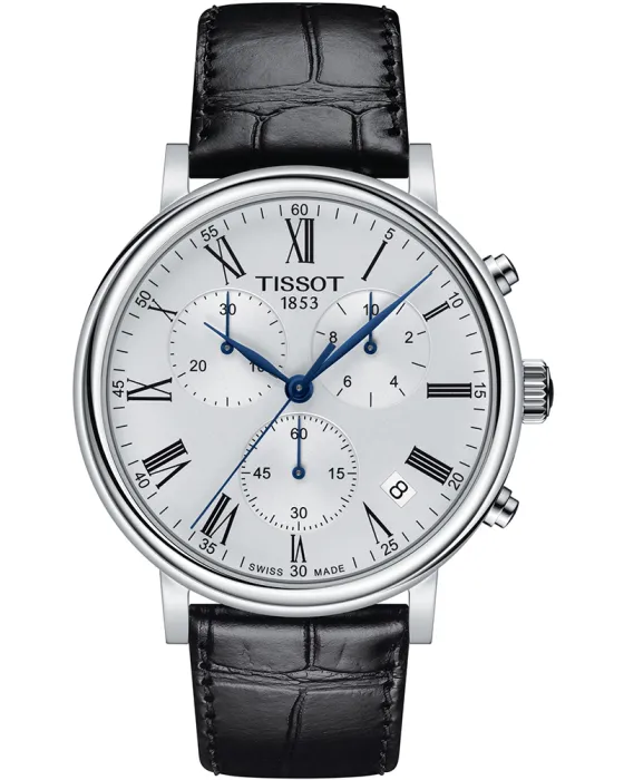 Ανδρικό ρολόι Tissot Carson Premium Chronograph T1224171603300, Ασημί καντράν, Λουρί από Δερμάτινο