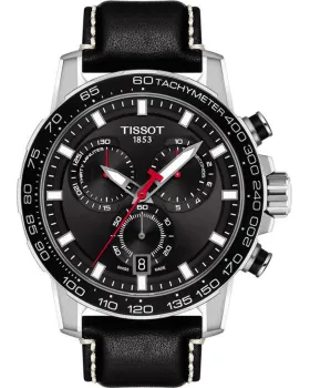 Ανδρικό ρολόι Tissot Supersport Chronograph T1256171605100, Μαύρο καντράν, Λουρί από Δερμάτινο
