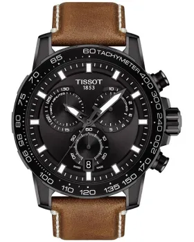 Ανδρικό ρολόι Tissot Supersport Chronograph T1256173605101, Μαύρο καντράν, Λουρί από Δερμάτινο
