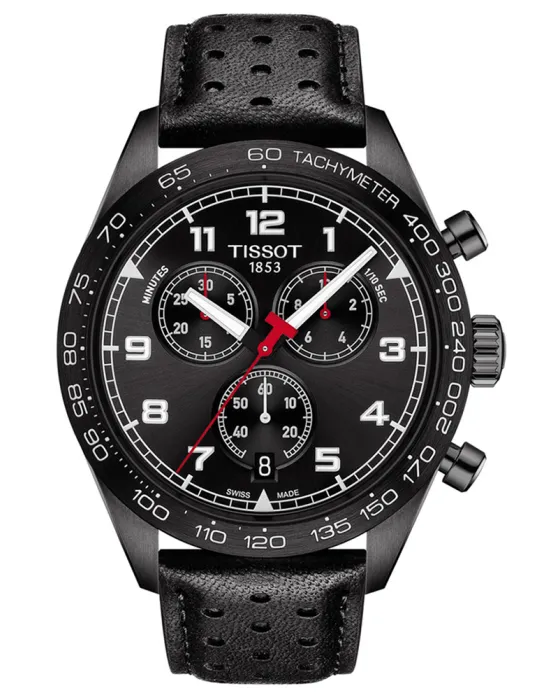 Ανδρικό ρολόι Tissot PRS 516 Chronograph T1316173605200, Μαύρο καντράν, Λουρί από Δερμάτινο