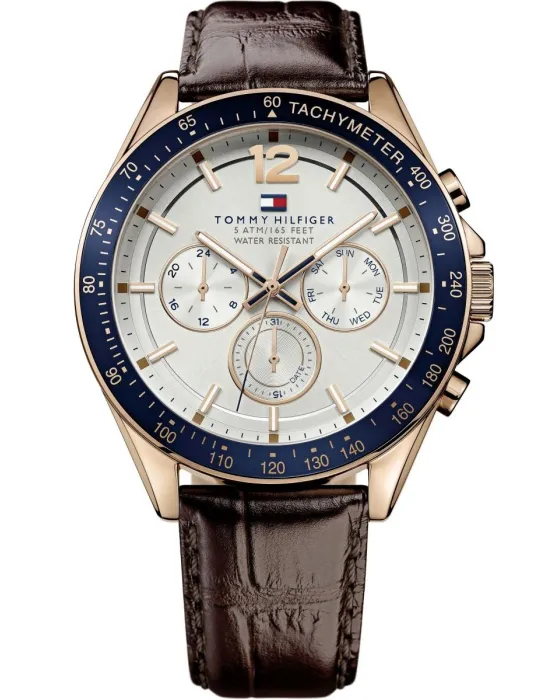 Ανδρικό ρολόι Tommy Hilfiger Luke Multifunction 1791118, Ασημί καντράν, Λουρί από Δερμάτινο