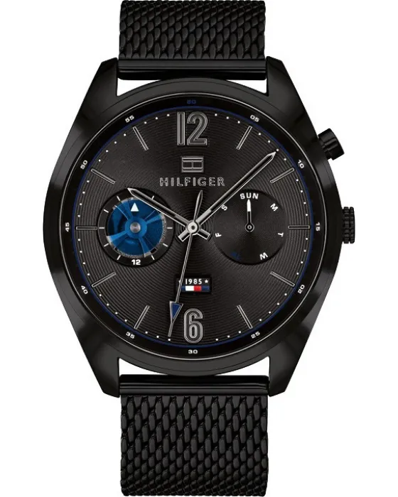 Ανδρικό ρολόι Tommy Hilfiger Deacon 1791547, Μαύρο καντράν, Μπρασελέ από Ανοξείδωτο ατσάλι