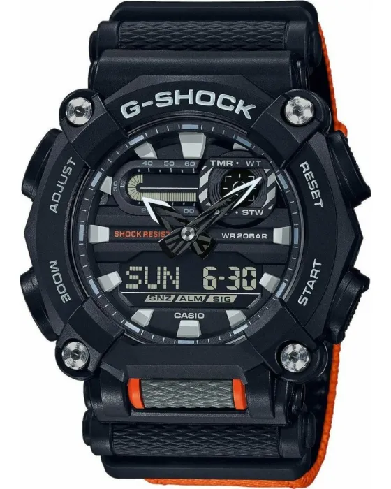 Ανδρικό ρολόι Casio G-Shock GA-900C-1A4ER, Μαύρο καντράν, Λουρί από Καουτσούκ / Υφασμάτινο