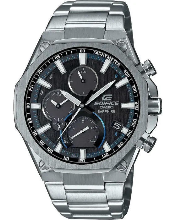 Ανδρικό ρολόι Casio Edifice Solar Bluetooth Chronograph EQB-1100D-1AER, Μαύρο καντράν, Μπρασελέ από Ανοξείδωτο ατσάλι