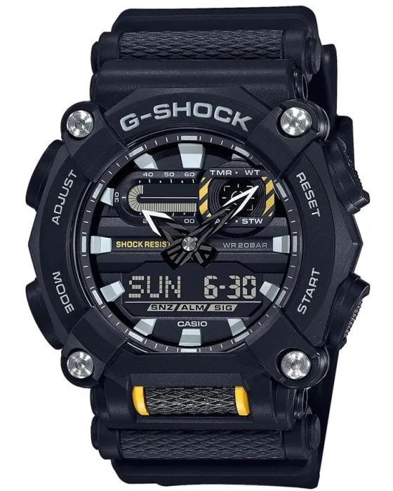 Ανδρικό ρολόι Casio G-Shock GA-900-1AER, Μαύρο καντράν, Λουρί από Καουτσούκ / Υφασμάτινο