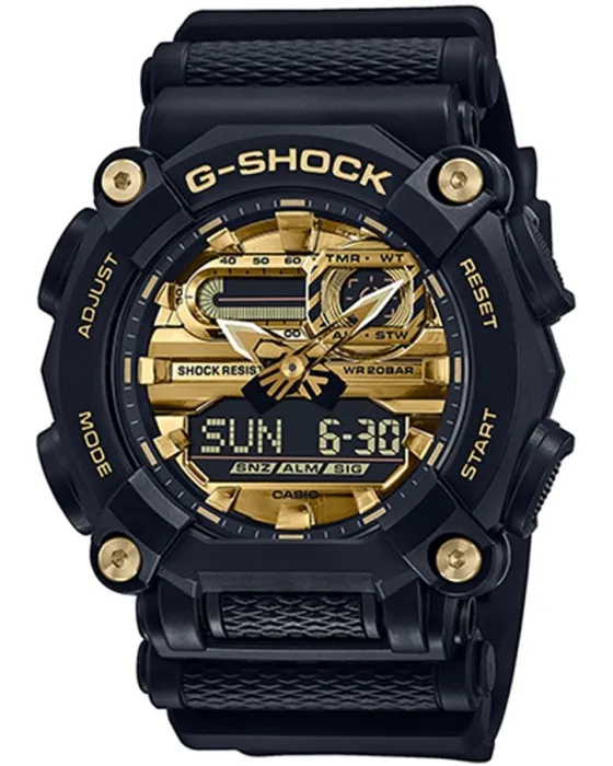 Ανδρικό ρολόι Casio G-Shock GA-900AG-1AER, Χρυσό καντράν, Λουρί από Καουτσούκ / Υφασμάτινο