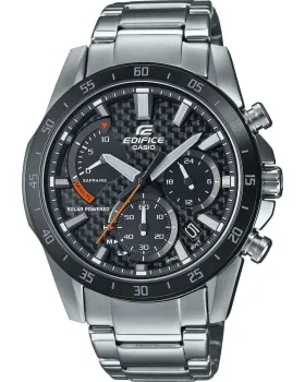 Ανδρικό ρολόι Casio Edifice Solar Chronograph EFS-S580DB-1AVUEF, Μαύρο καντράν, Μπρασελέ από Ανοξείδωτο ατσάλι