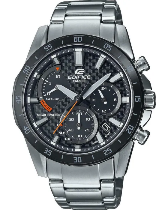 Ανδρικό ρολόι Casio Edifice Solar Chronograph EFS-S580DB-1AVUEF, Μαύρο καντράν, Μπρασελέ από Ανοξείδωτο ατσάλι