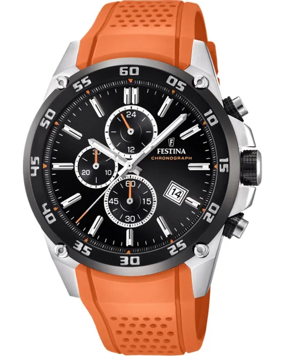 Ανδρικό ρολόι Festina Chronograph F20330 / 4, Μαύρο καντράν, Λουρί από Καουτσούκ