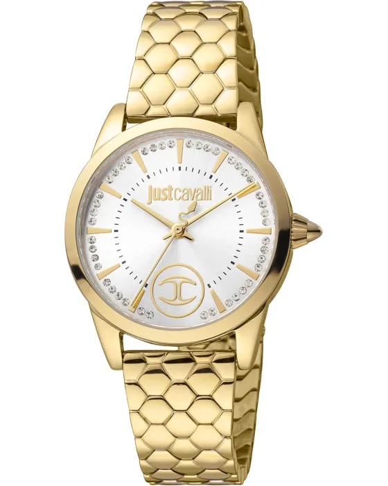 Γυναικείο ρολόι Just Cavalli JC1L087M0255, Λευκό καντράν, Μπρασελέ από Ανοξείδωτο ατσάλι