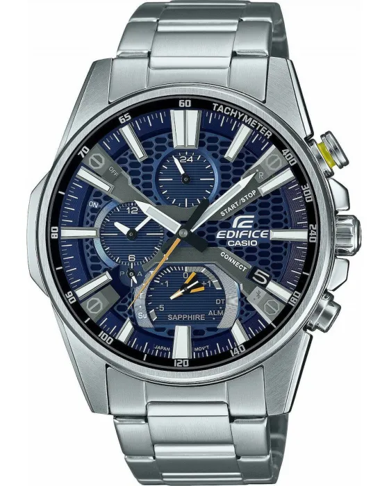 Ανδρικό ρολόι Casio Edifice Solar EQB-1200D-2AER, Μπλε καντράν, Μπρασελέ από Ανοξείδωτο ατσάλι