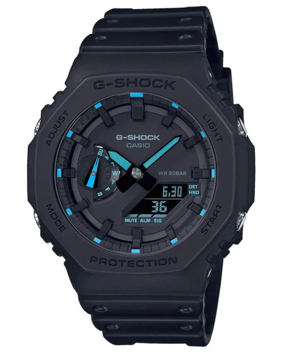 Ανδρικό ρολόι Casio G-Shock GA-2100-1A2ER, Μαύρο καντράν, Λουρί από Καουτσούκ